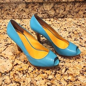 Nine West Peep Toe Turquise Heels
